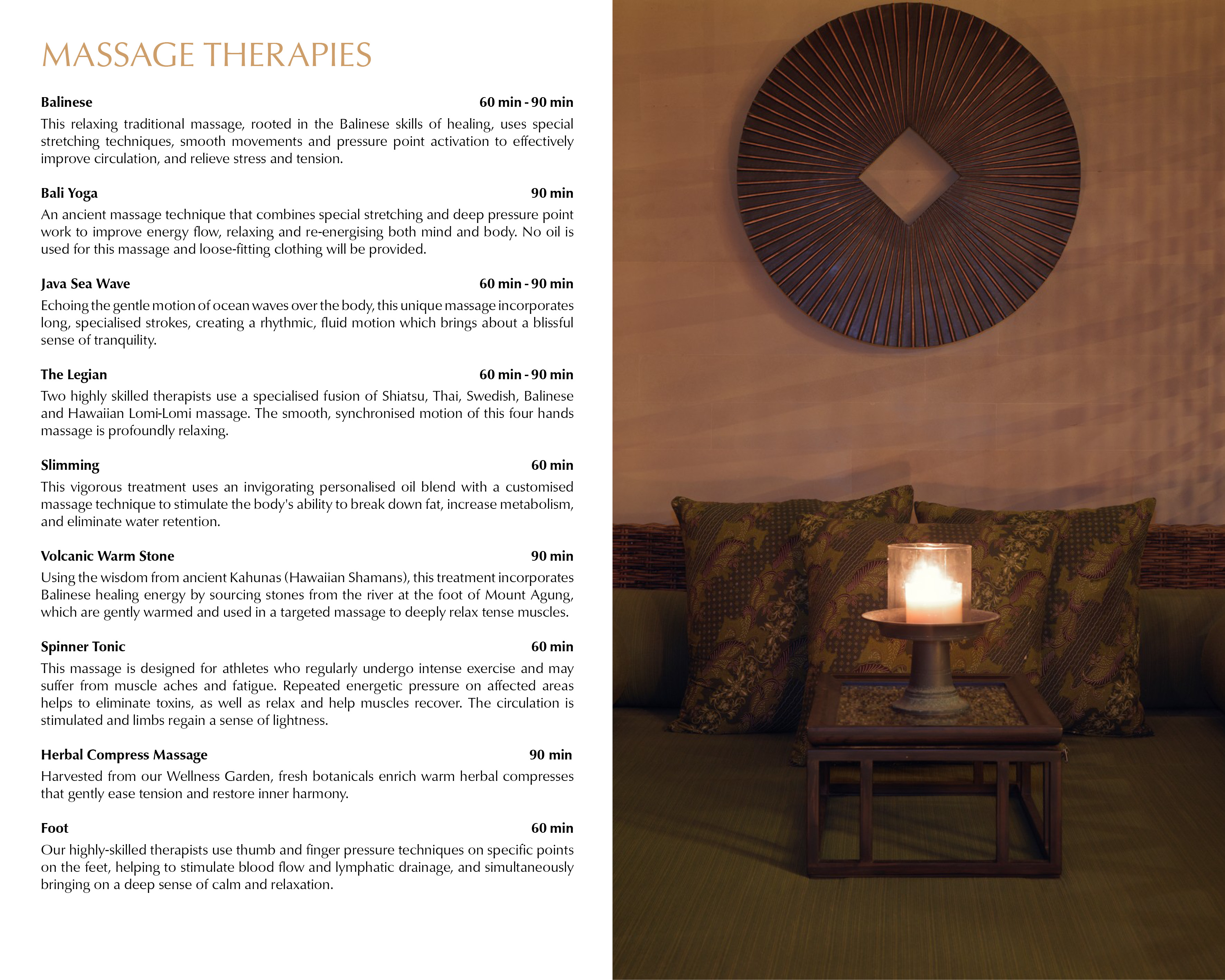 Wellness menu